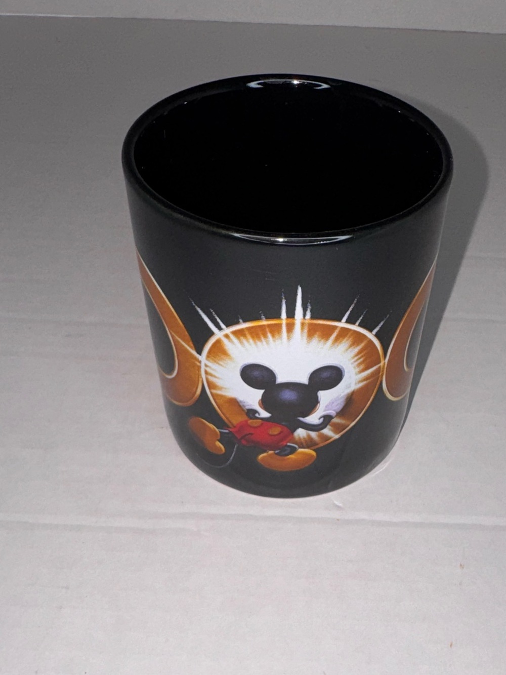 Year 2000 Black Mickey Mouse Ceramic Mug with Gold Accent